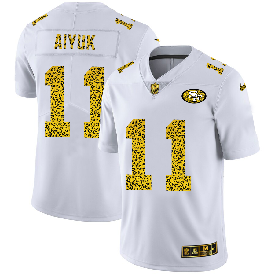 San Francisco 49ers #11 Brandon Aiyuk Men Nike Flocked Leopard Print Vapor Limited NFL Jersey White
